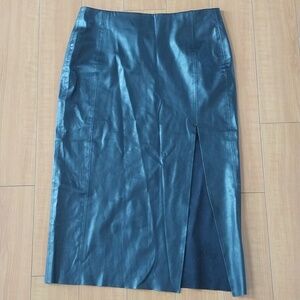 Beautiful ZARA Supple Faux Leather Midi Skirt with Front Slit Sz Size Large L